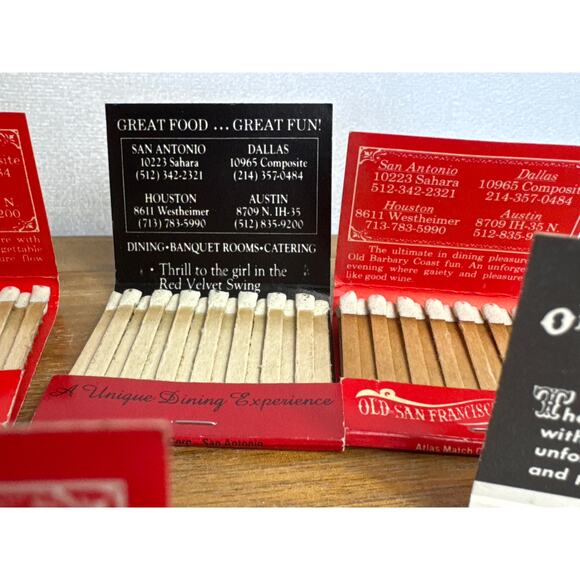 Old San Francisco Steak House Texas Restaurant Matchbook Lot Unstruck 1980s TX - Picture 10 of 10